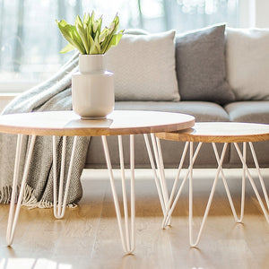 Set of 4 Industrial 3-Rod Retro Hairpin Table Legs | 12mm Steel Bench Desk | 71cm | White