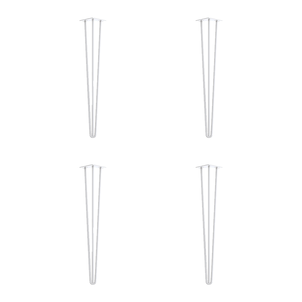 Set of 4 Industrial 3-Rod Retro Hairpin Table Legs | 12mm Steel Bench Desk | 71cm | White