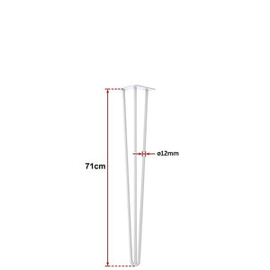 Set of 4 Industrial 3-Rod Retro Hairpin Table Legs | 12mm Steel Bench Desk | 71cm | White