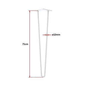Set of 4 Industrial Retro Hairpin Table Legs | 12mm Steel Bench Desk | 71cm | White
