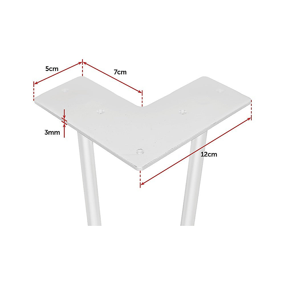 Set of 4 Industrial Retro Hairpin Table Legs | 12mm Steel Bench Desk | 71cm | White