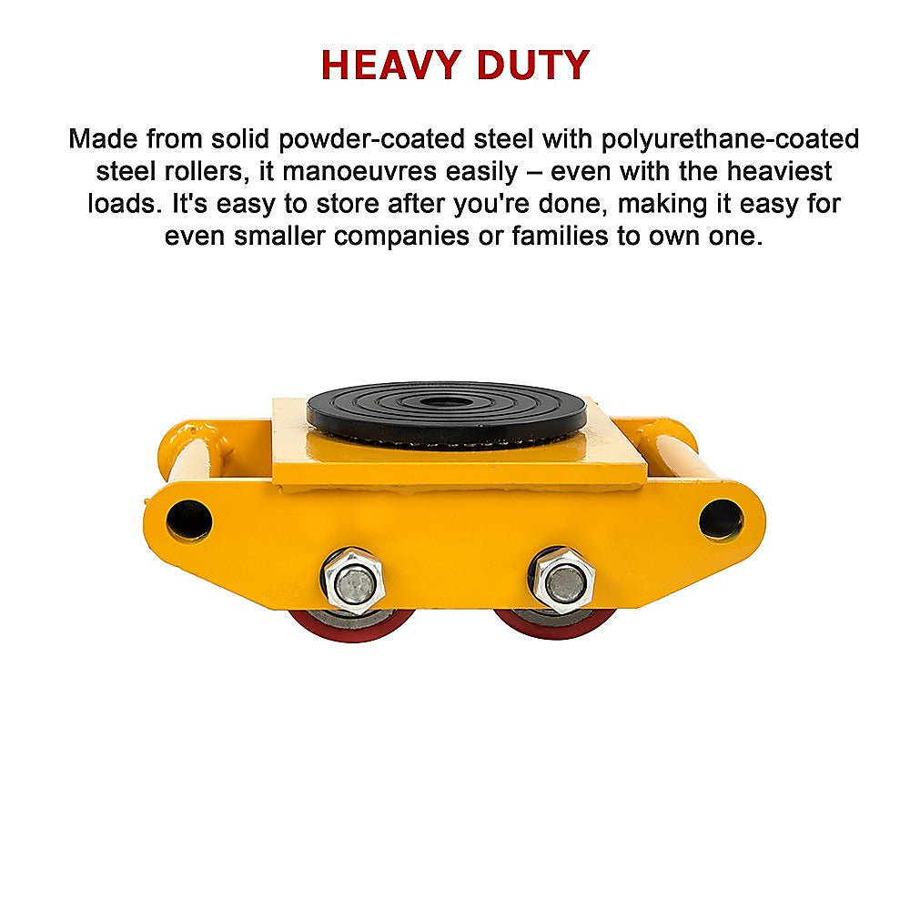 Heavy Duty Machine Dolly Skate | 6T Capacity | Roller Mover Cargo Trolley