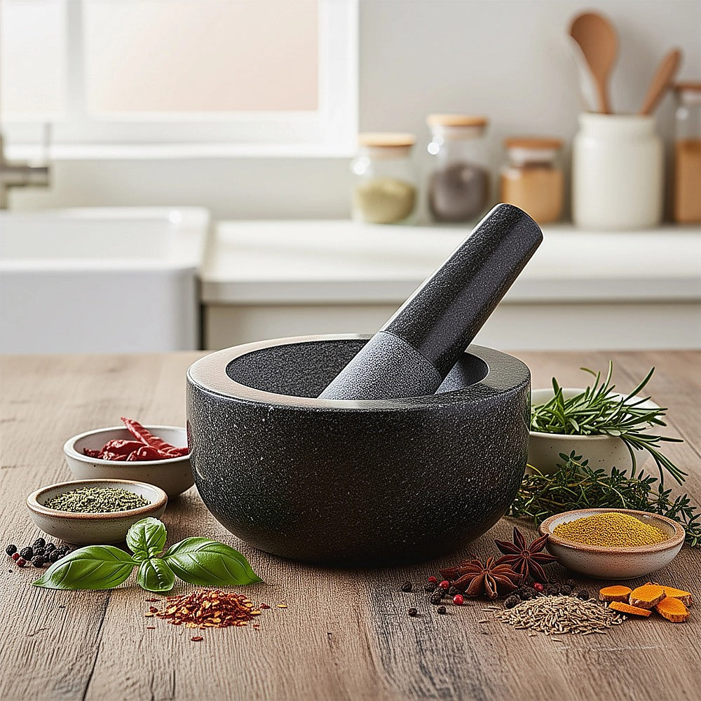 Large Pestle and Mortar Set Durable Granite Stone Spice & Herb Crusher