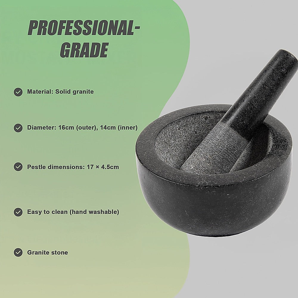 Large Pestle and Mortar Set Durable Granite Stone Spice & Herb Crusher