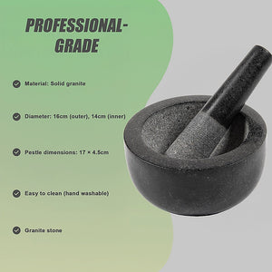 Large Pestle and Mortar Set Durable Granite Stone Spice & Herb Crusher