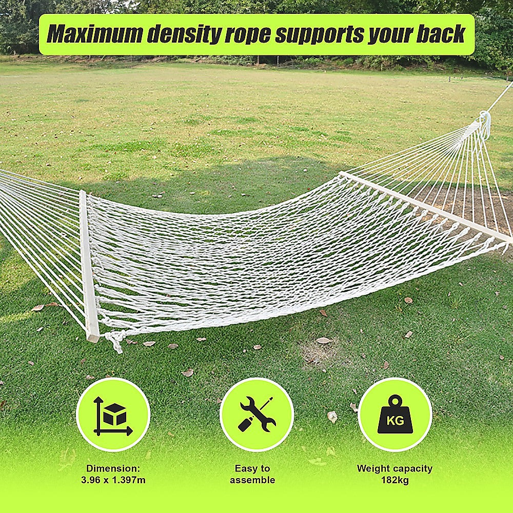 Cotton Rope Hammock | 4m | With Hanging Hardware | Traditional Style