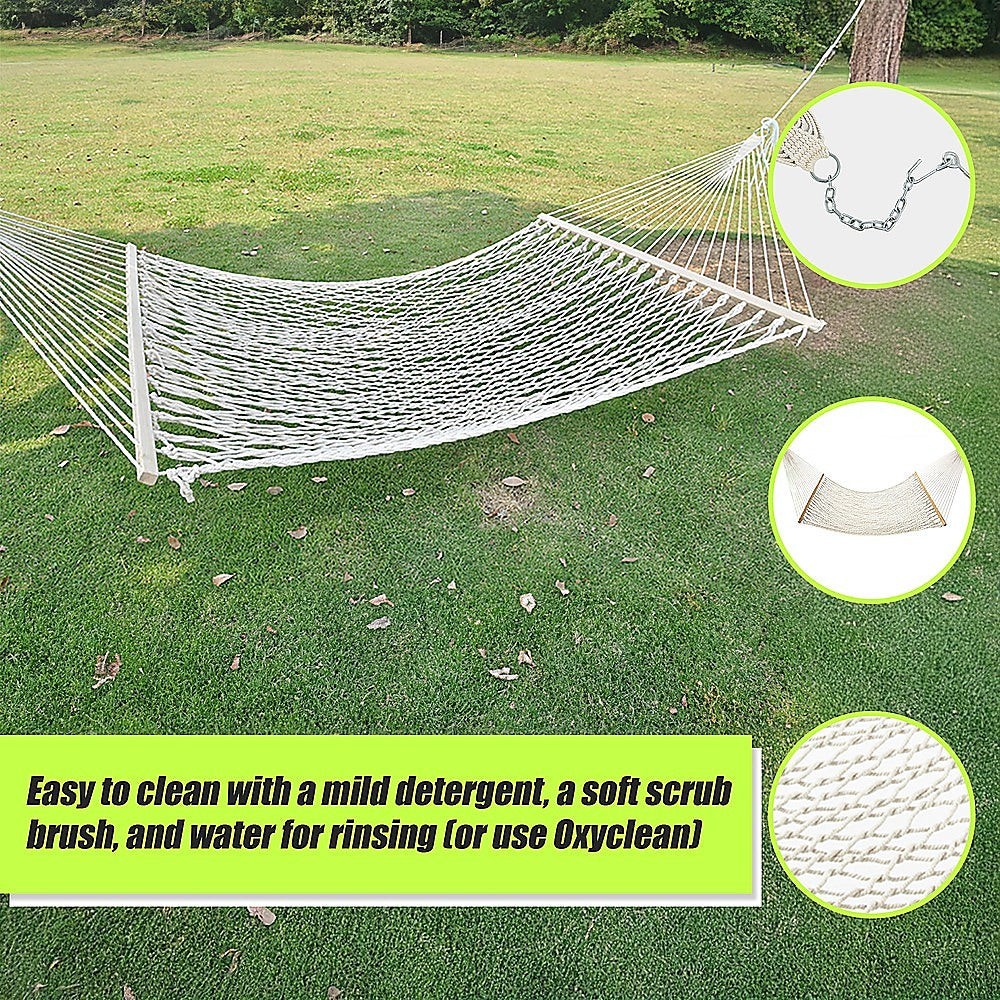 Cotton Rope Hammock | 4m | With Hanging Hardware | Traditional Style
