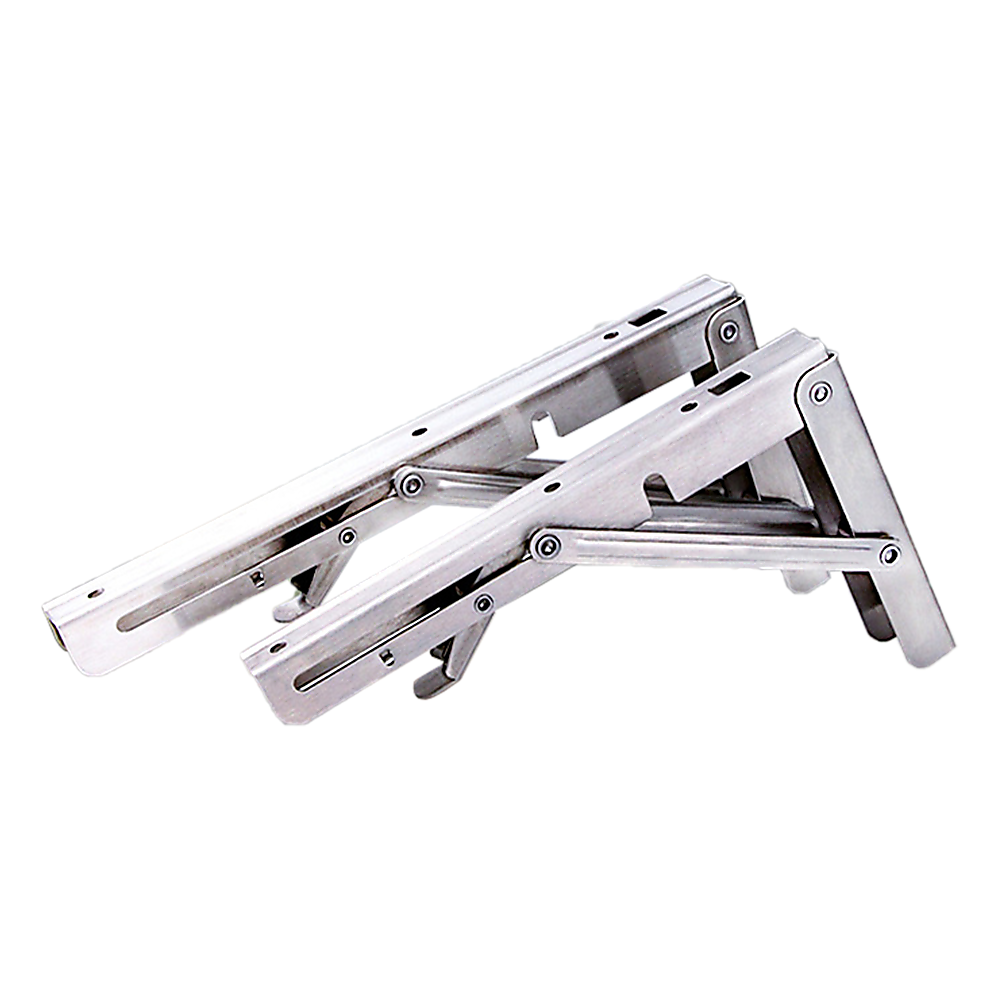 2x 10" Stainless Steel Folding Table Bracket Shelf | 50kg Load | Heavy Duty