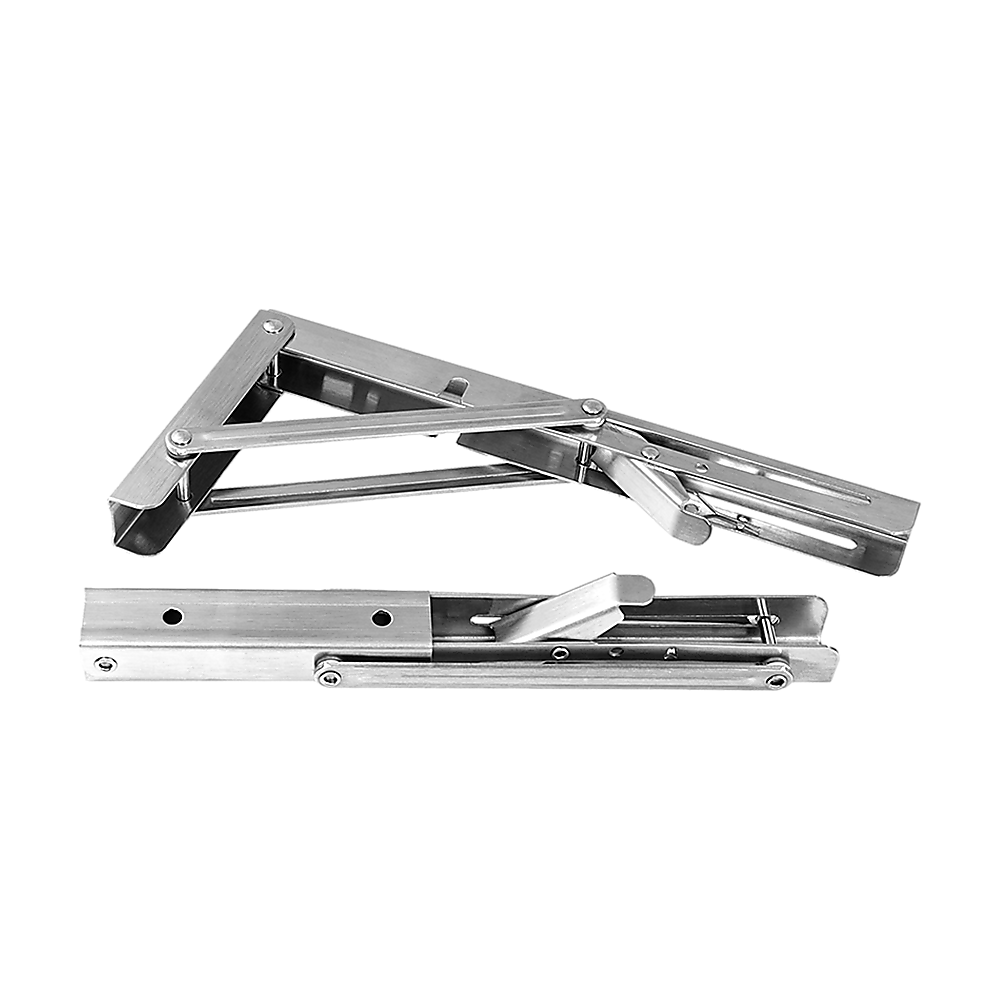 2x 10" Stainless Steel Folding Table Bracket Shelf | 50kg Load | Heavy Duty