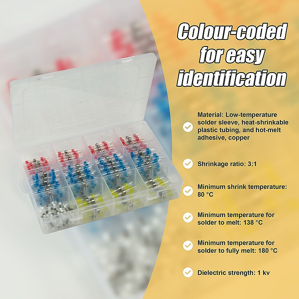 Waterproof Solder Seal Sleeve | 250-Piece | Heat Shrink Butt Wire Connectors Terminals
