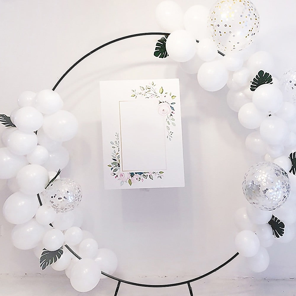 Wedding Hoop Stand | 2m Round Arch Frame | Flower Backdrop Display | White Finish