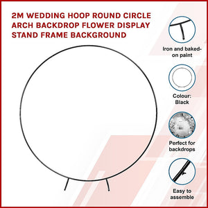Wedding Hoop Stand | 2m Round Arch Frame | Flower Backdrop Display | White Finish