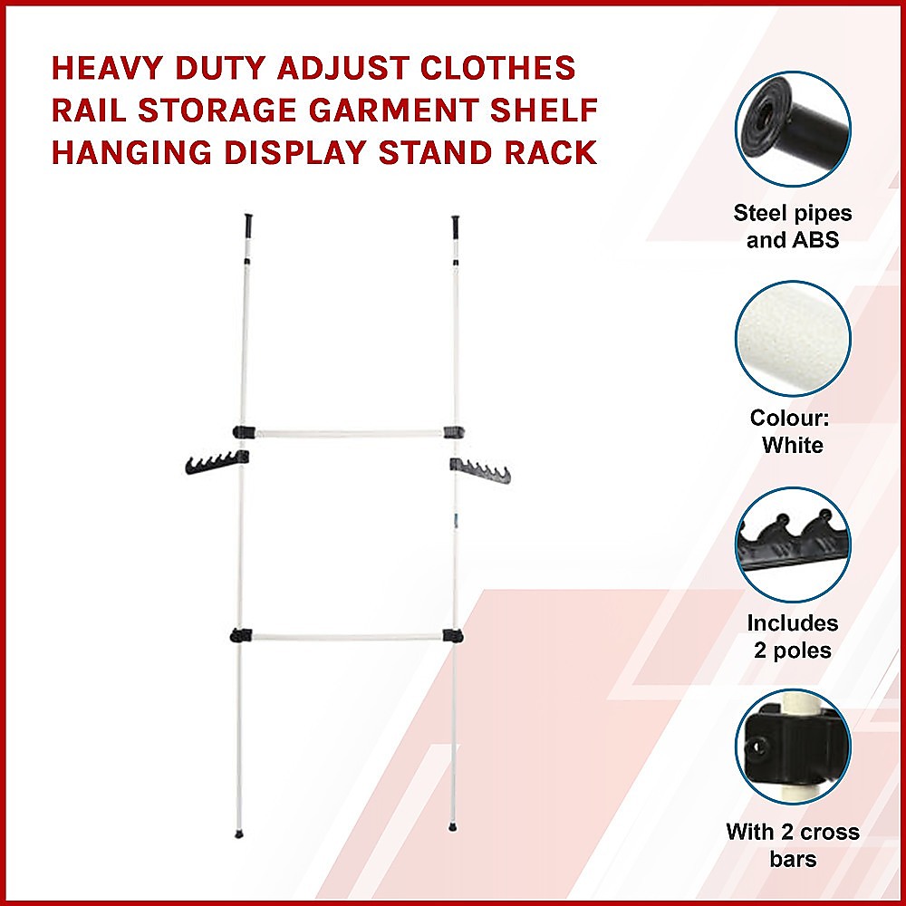 Heavy Duty Adjustable Clothes Rail | Storage Garment Shelf | Hanging Display Stand Rack
