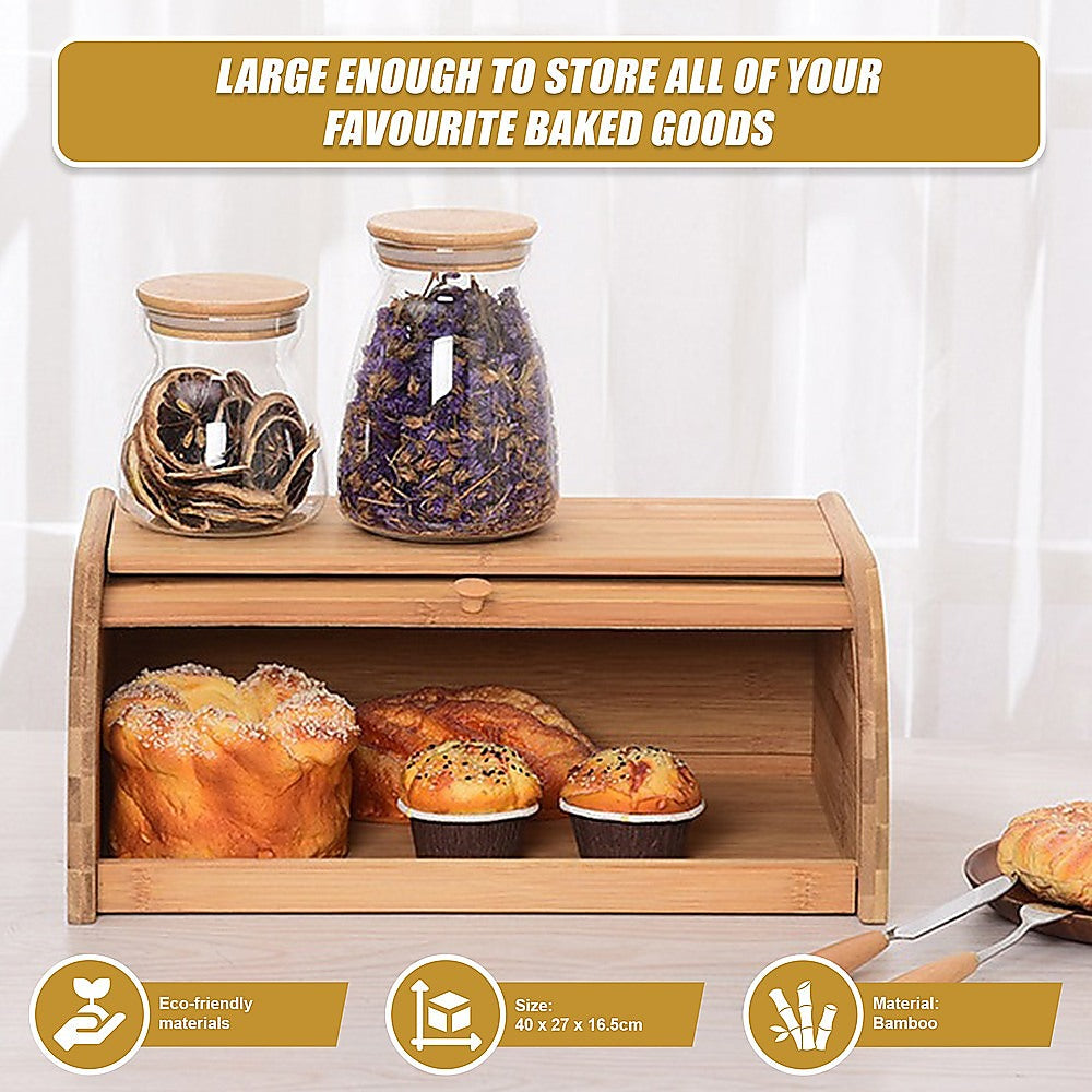 Bamboo Bread Bin Storage Box | Kitchen Loaf & Pastry Container