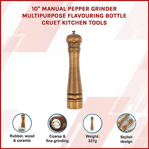 10" Manual Pepper Grinder | Multipurpose Flavouring Bottle | Cruet Kitchen Tool
