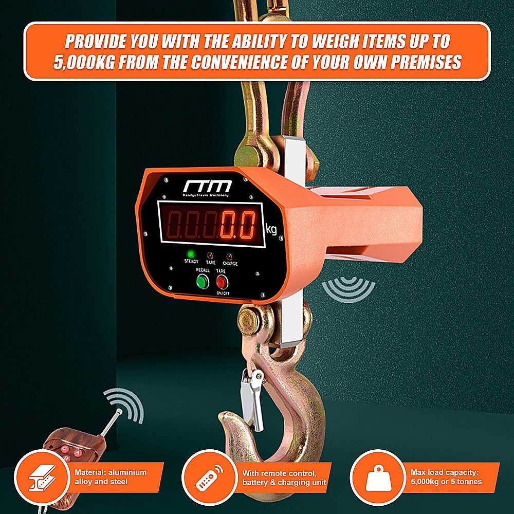 5000kg Electronic Crane Scales Industrial Hanging Digital Weight