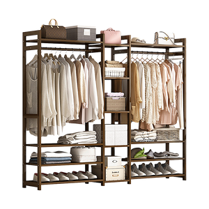 Portable Clothes Rack Coat Garment Stand | Bamboo Rail Hanger | Airer Closet