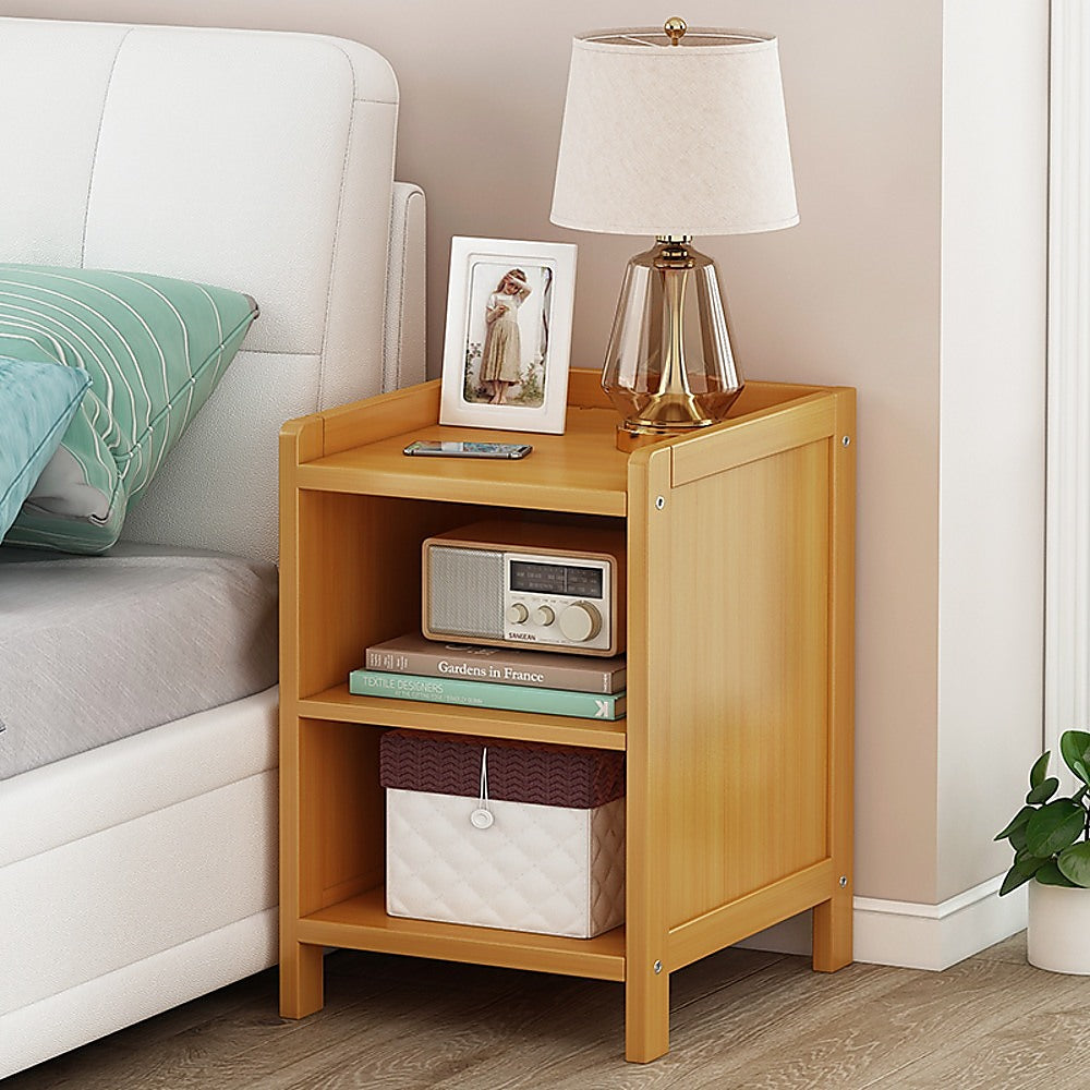 Bamboo Bedside Table With Nightstand Storage
