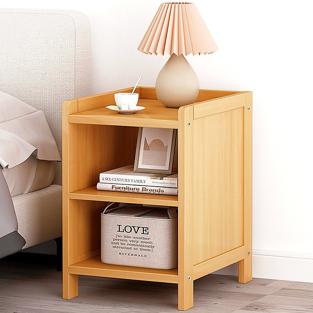 Bamboo Bedside Table With Nightstand Storage