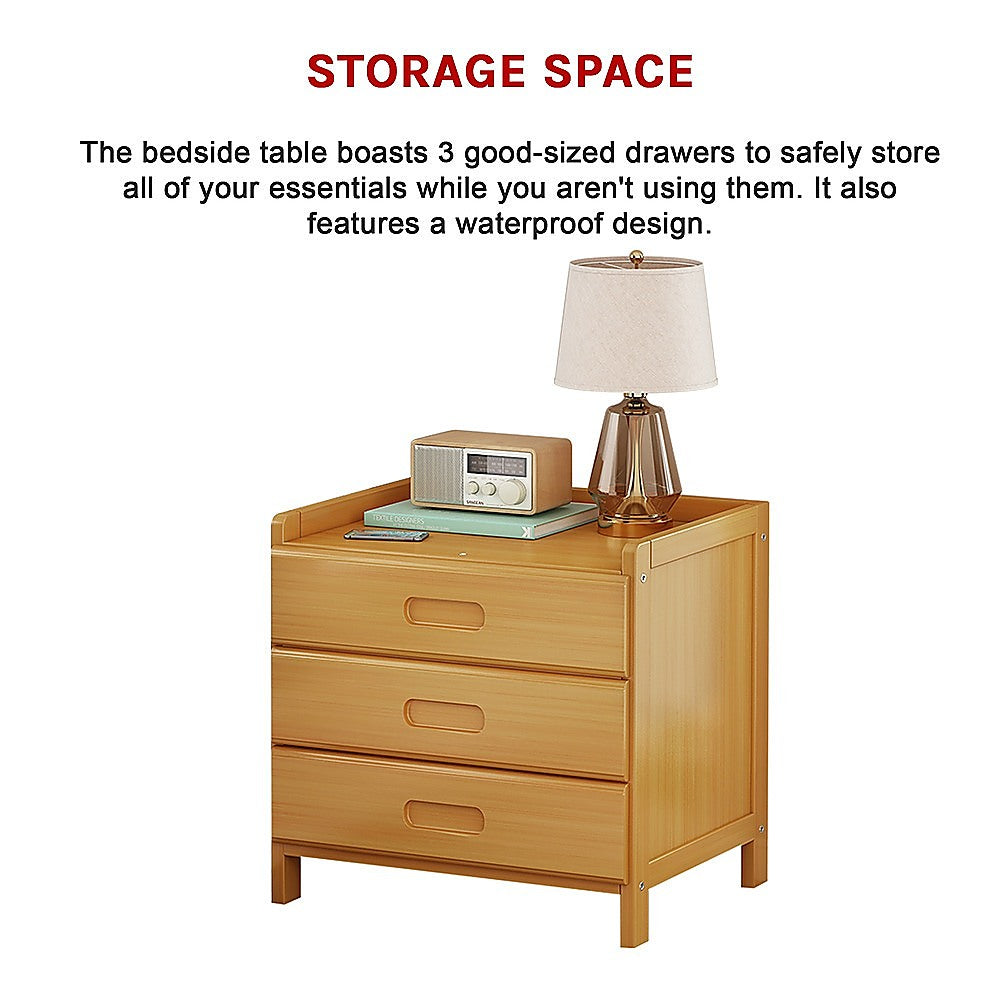 Bamboo Bedside Table Nightstand Storage