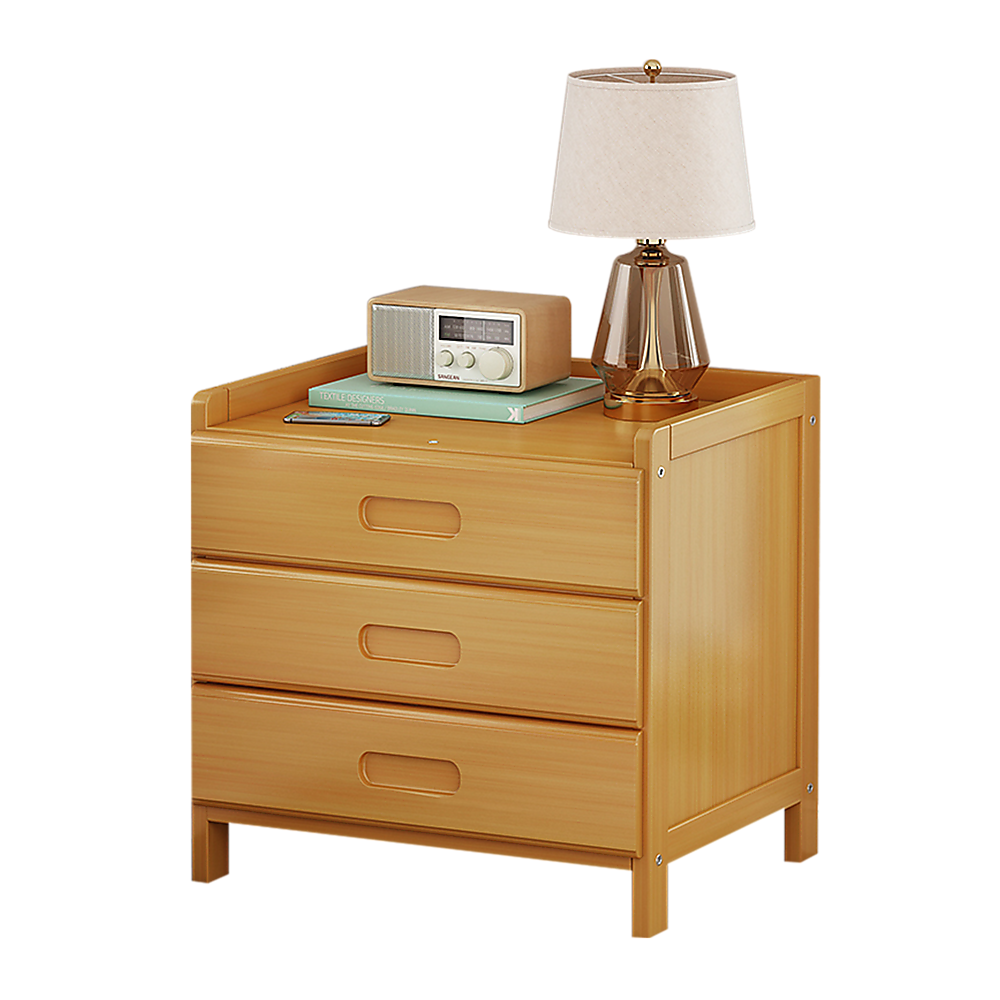 Bamboo Bedside Table Nightstand Storage