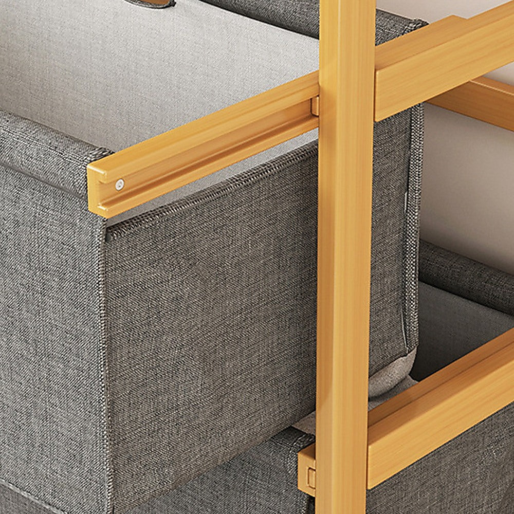 Bamboo Shelf with Storage Hamper | Wooden Bamboo Removable Bags