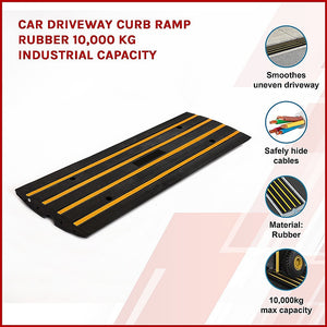 Car Driveway Curb Ramp | 10,000 KG Industrial Capacity | Heavy Duty Rubber