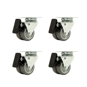 Heavy Duty Castor Wheels | 4-Pack | 2" Swivel Double Wide | 50mm Rubber with Brake