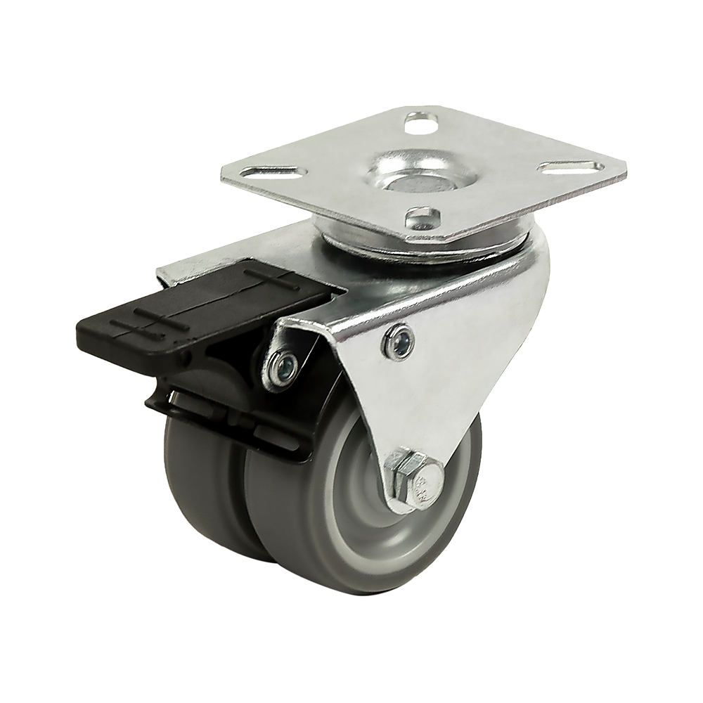 Heavy Duty Castor Wheels | 4-Pack | 2" Swivel Double Wide | 50mm Rubber with Brake