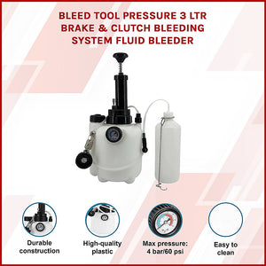 Brake & Clutch Bleeding System | 3L Pressure Fluid Bleeder | Professional Automotive Tool