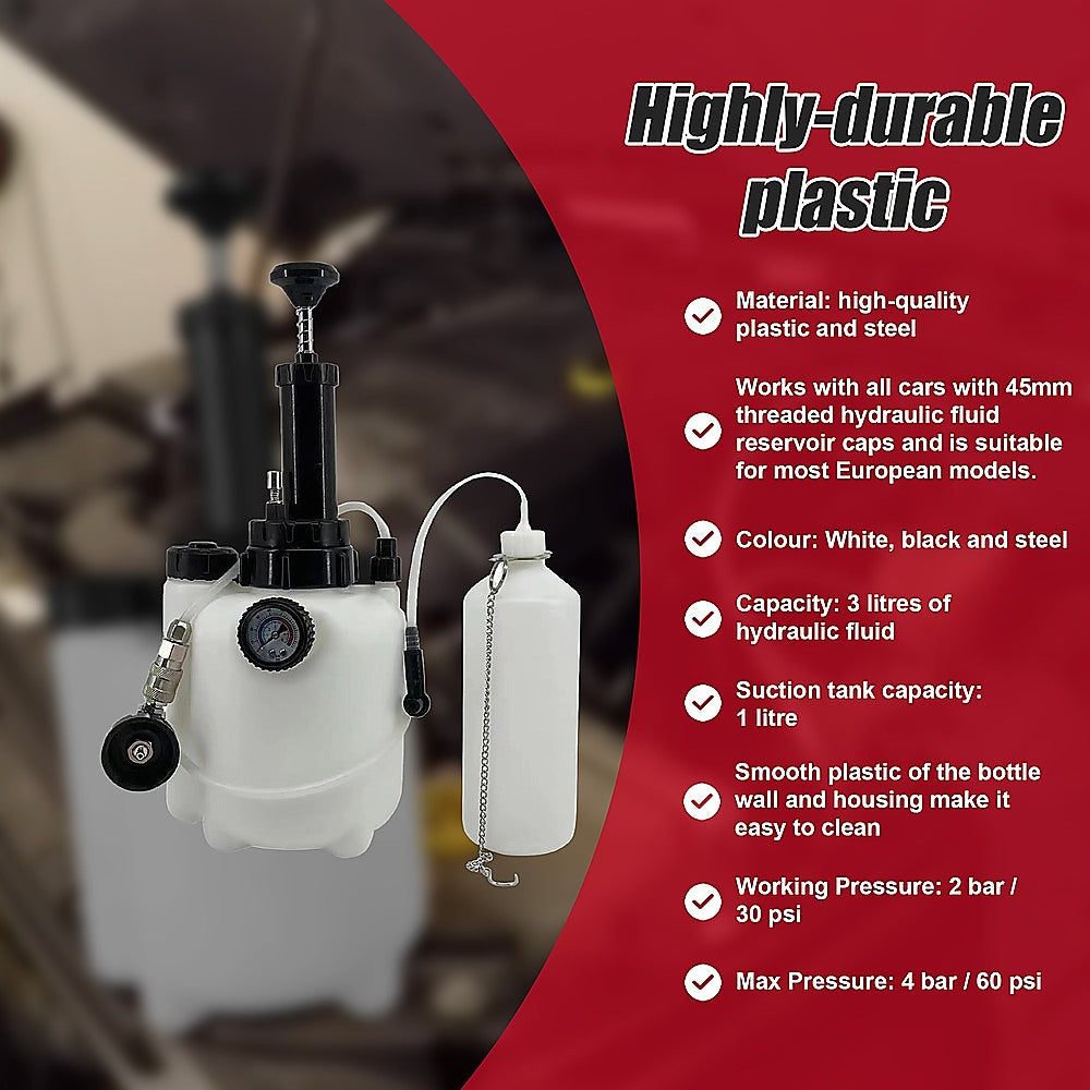 Brake & Clutch Bleeding System | 3L Pressure Fluid Bleeder | Professional Automotive Tool