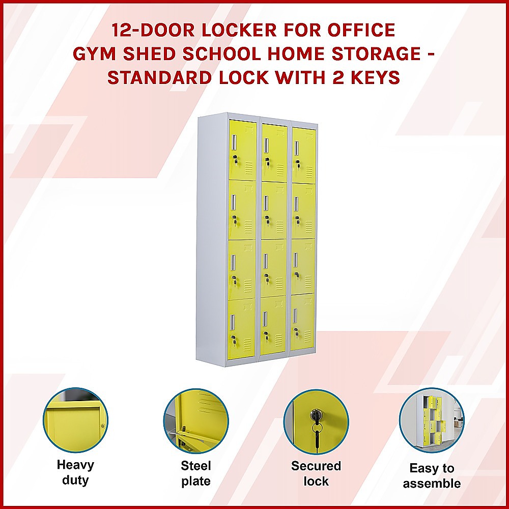 12-Door Locker for Office | Gym | Shed | School | Home Storage | Standard Lock with 2 Keys