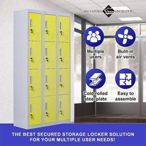 12-Door Locker for Office | Gym | Shed | School | Home Storage | Standard Lock with 2 Keys