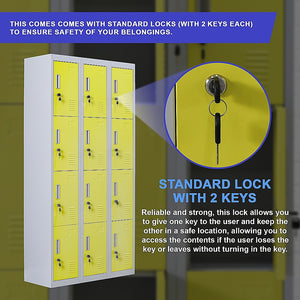 12-Door Locker for Office | Gym | Shed | School | Home Storage | Standard Lock with 2 Keys