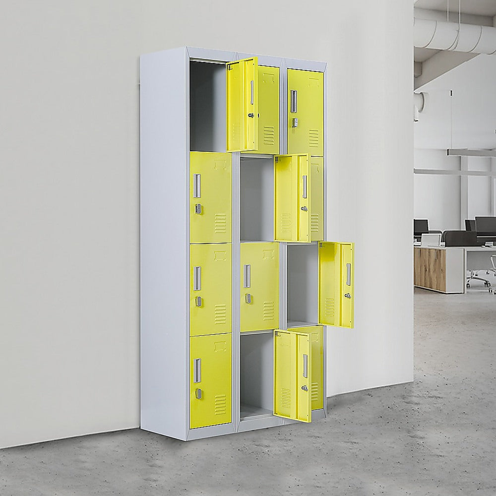 12-Door Locker for Office | Gym | Shed | School | Home Storage | Padlock-operated