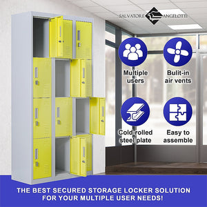 12-Door Locker for Office | Gym | Shed | School | Home Storage | Padlock-operated
