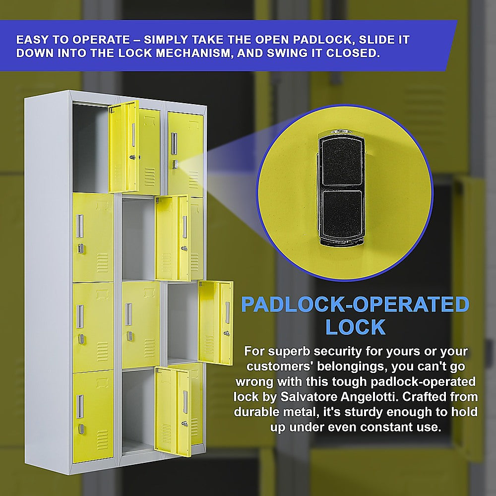 12-Door Locker for Office | Gym | Shed | School | Home Storage | Padlock-operated