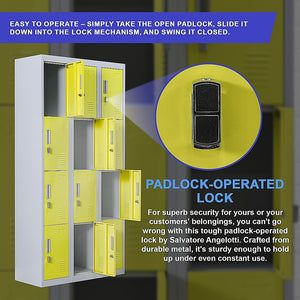 12-Door Locker for Office | Gym | Shed | School | Home Storage | Padlock-operated
