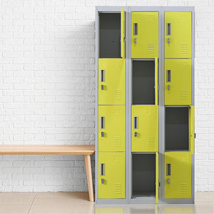 12-Door Locker for Office | Gym | Shed | School | Home Storage | Padlock-operated