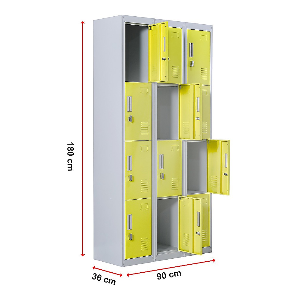 12-Door Locker for Office | Gym | Shed | School | Home Storage | Padlock-operated