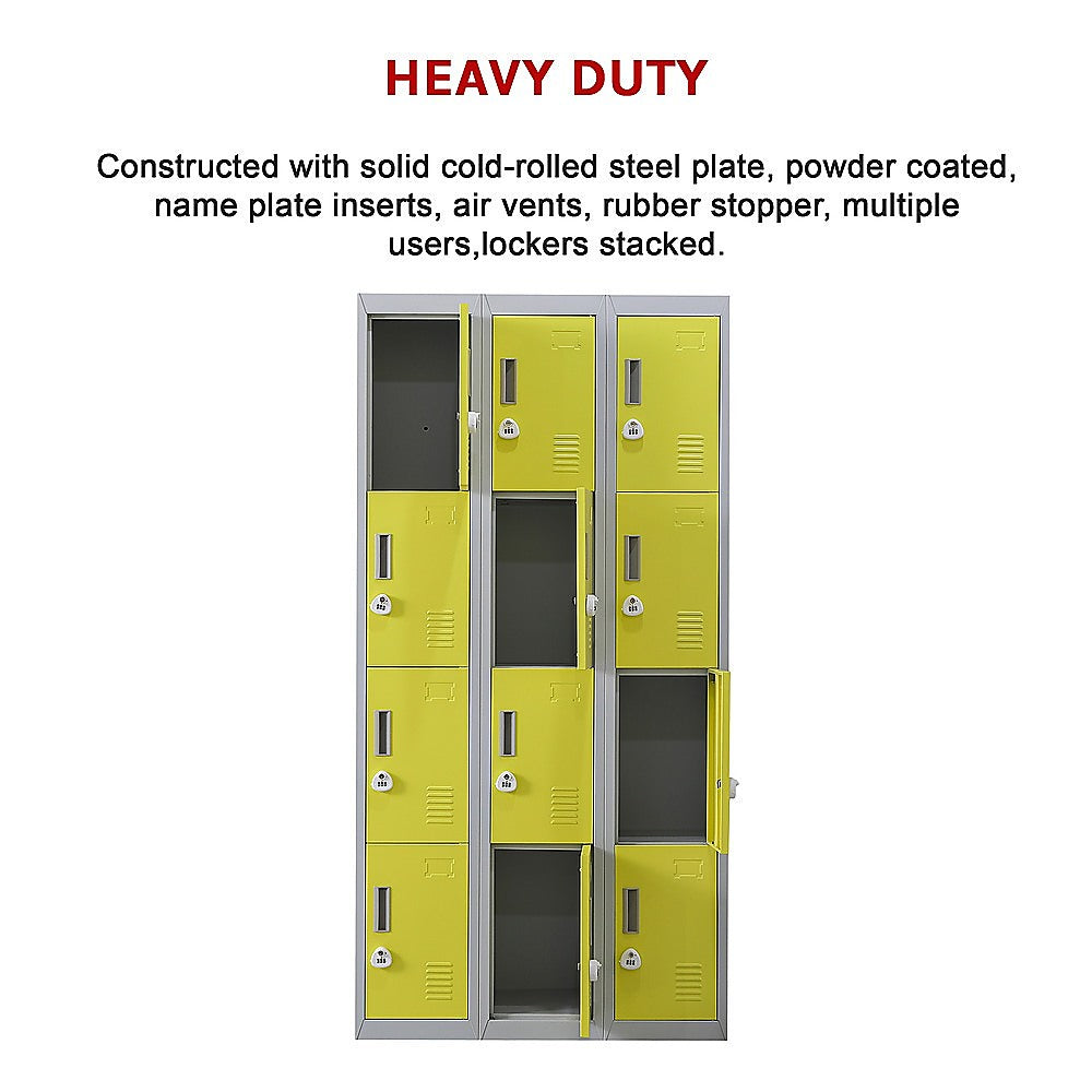 12-Door Locker for Office | Gym | Shed | School | Home Storage | 3-Digit Combination Lock