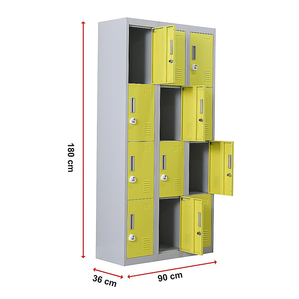 12-Door Locker for Office | Gym | Shed | School | Home Storage | 3-Digit Combination Lock