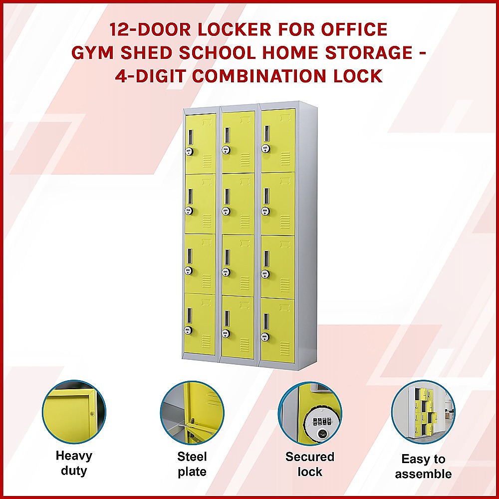 12-Door Locker for Office | Gym | Shed | School | Home Storage | 4-Digit Combination Lock