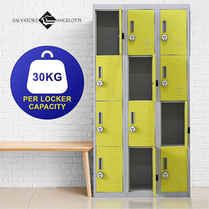 12-Door Locker for Office | Gym | Shed | School | Home Storage | 4-Digit Combination Lock
