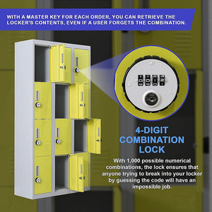 12-Door Locker for Office | Gym | Shed | School | Home Storage | 4-Digit Combination Lock