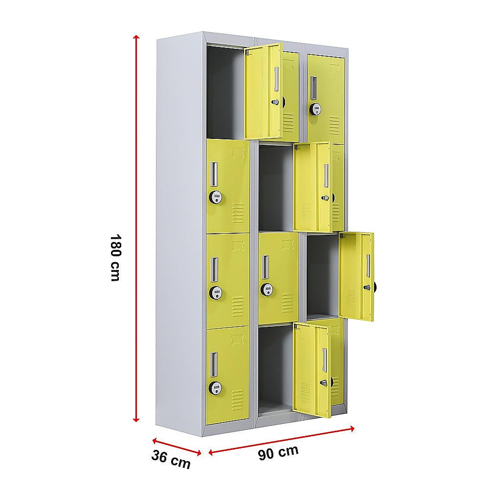 12-Door Locker for Office | Gym | Shed | School | Home Storage | 4-Digit Combination Lock