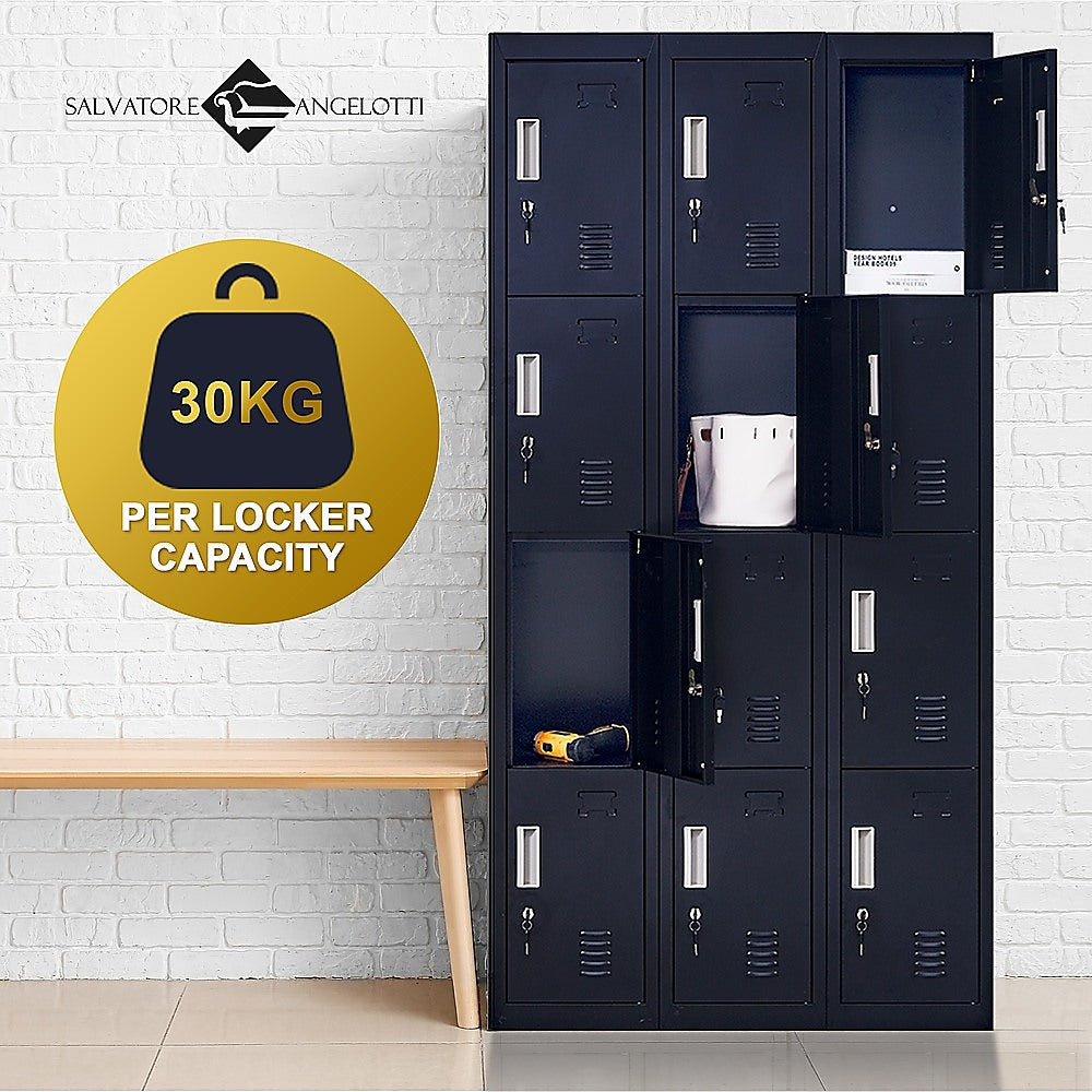 12-Door Locker for Office | Gym | Shed | School | Home Storage | Standard Lock with Keys