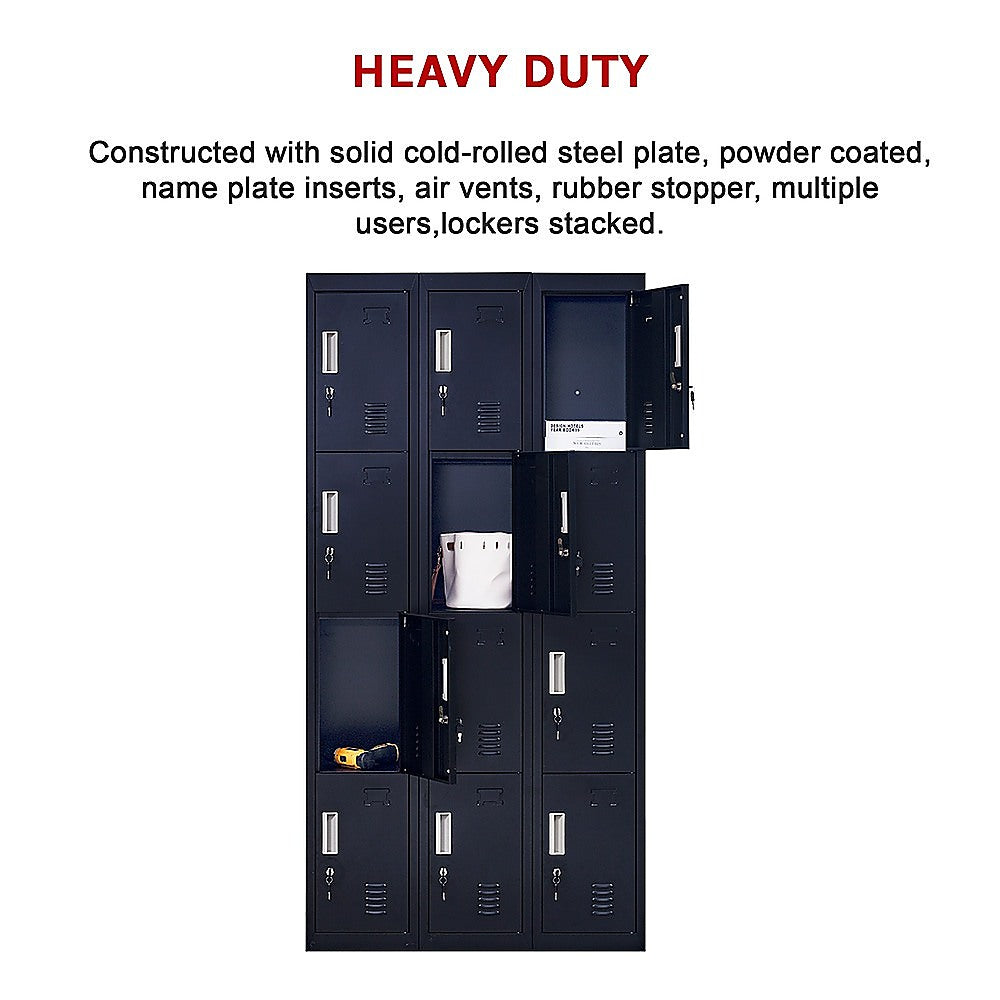 12-Door Locker for Office | Gym | Shed | School | Home Storage | Standard Lock with Keys