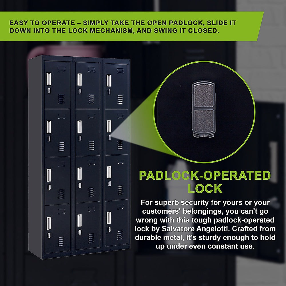 12-Door Locker for Office, Gym, Shed, School, Home Storage | Padlock-Operated