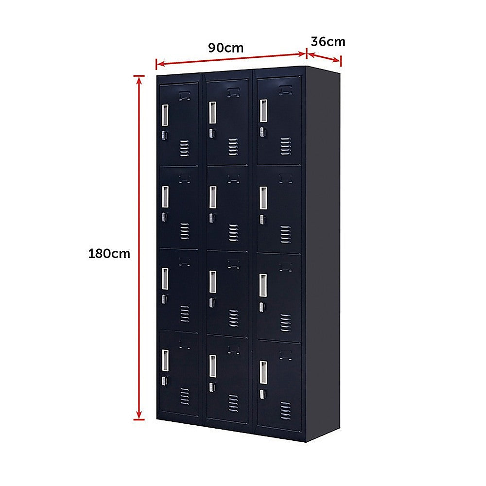 12-Door Locker for Office, Gym, Shed, School, Home Storage | Padlock-Operated